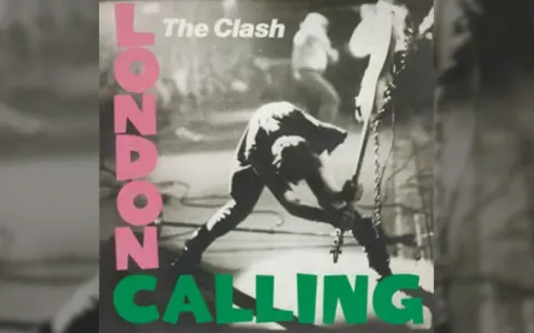 The Clash's "London Calling" album cover: a punk rocker smashes his guitar.