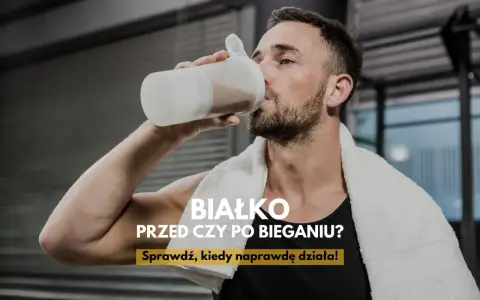 Mężczyzna pije shake proteinowy. Czy białko przed czy po bieganiu jest lepsze? Sprawdź, kiedy naprawdę działa!