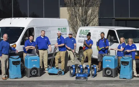 Sage Restoration team with equipment to help you get smoke smell out of house.