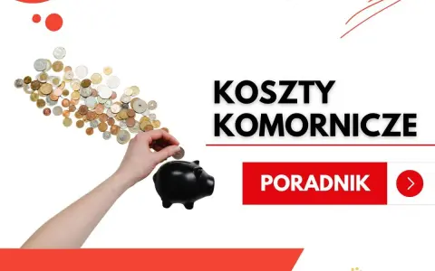 Ręka wrzuca monetę do świnki-skarbonki. Tekst: "Koszty komornicze po umorzeniu egzekucji". Poradnik.