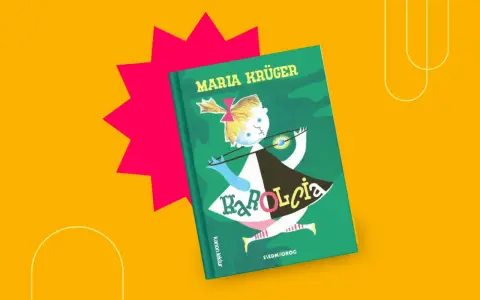 Okładka książki "Karolcia" Marii Krukger. Dziewczynka z kokardką na głowie trzyma magiczny koralik. To streszczenie przygód Karolci.