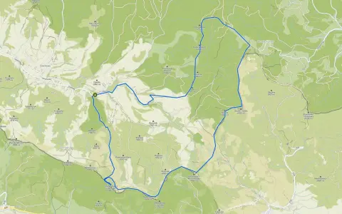 Trasa rowerowa przez **szczawnickie góry**, z widokiem na szczyty takie jak Durbaszka i Jaworzyna.