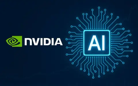 Logo NVIDIA i symbol AI na tle wykresu giełdowego. Nvidia akcje rosną dzięki sztucznej inteligencji.