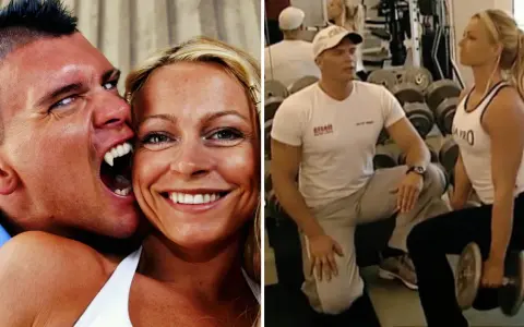 Zeke och Indra: en vampyr som biter en kvinna, och en kvinna som tränar med vikter på ett gym.