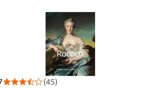 Portrait d'une femme dans le style rococo, avec des tissus fluides et des ornements délicats. Le mot "Rococo" est superposé.