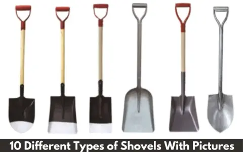 Seis tipos de palas diferentes, con mangos de madera y metal, y hojas de metal y plástico, listas para cualquier trabajo de jardinería.