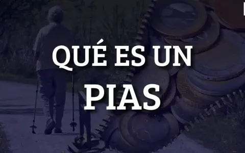 Una persona mayor camina con bastones, mientras monedas de euro se apilan. El texto pregunta: ¿Qué es un PIAS?