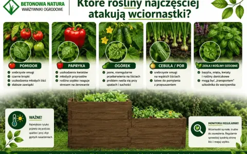 Wciornastki atakują pomidory, paprykę, ogórki, cebulę, por, zioła i rośliny ozdobne. Oprysk jest ważny przy upałach i gęstych nasadzeniach.