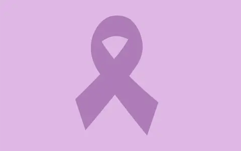 Lila Schleife als Symbol für Hoffnung und Stärke. Ein Zeichen, um Hypochondrie loswerden und ein sorgenfreieres Leben zu führen.