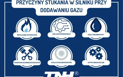 Przyczyny stukania w silniku przy dodawaniu gazu: spalanie stukowe, układ rozrządu, olej silnikowy, panewki korbowodowe, koło dwumasowe, wtryskiwacze.
