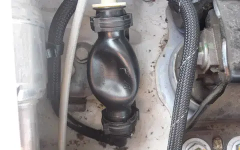 Poire d'amorçage déformée, symptôme d'un problème. Le caoutchouc semble usé.