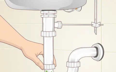 A hand loosens a pipe fitting under a sink, showing how to remove sink stopper.
