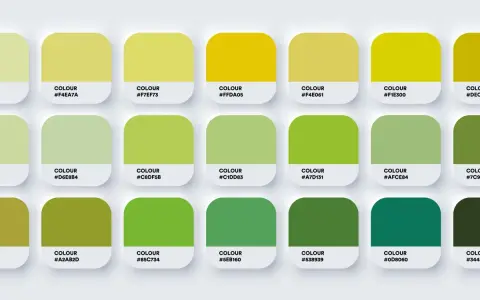 Una paleta de colores fríos y cálidos, con tonos verdes y amarillos que evocan la naturaleza.