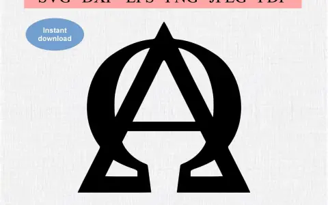 Schwarzes Symbol, das Alpha und Omega vereint, steht für Anfang und Ende. Sofortiger Download verfügbar.