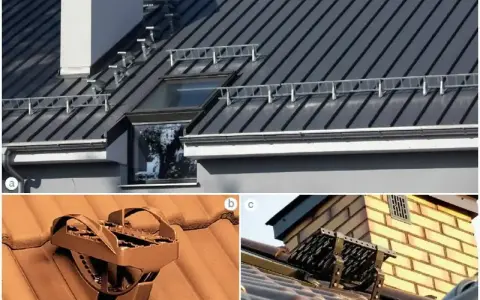 Systemy bezpieczeństwa na dachu z papy bitumicznej: stopnie kominiarskie i ławy kominiarskie zapewniają bezpieczne poruszanie się po dachu.