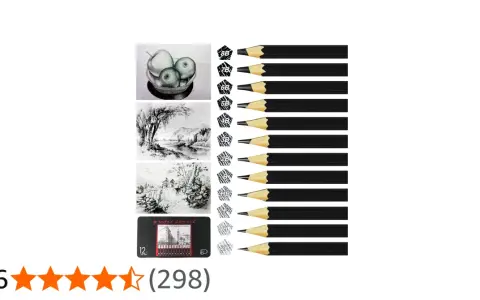 En samling ritningar och svarta pennor visar pennans historia, från fruktstilleben till landskap.