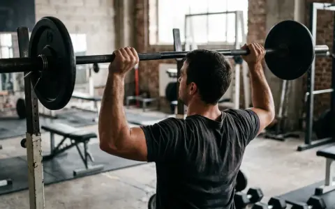 Un homme effectue des exercices de musculation avec une barre chargée dans une salle de sport rustique.