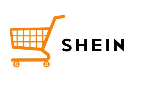 Carrito de compras naranja junto a la palabra SHEIN. ¿Buscas ropa shein petite?