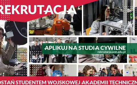 Rekrutacja na studia cywilne WAT. Młodzi ludzie uczą się i pracują w nowoczesnych laboratoriach.