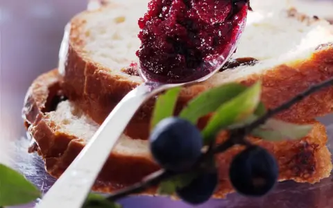 Süße Schlehen-Marmelade auf Toast, ein Genuss für alle Schlehen Rezepte.