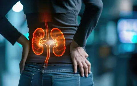 Urosepsa u starszej osoby rokowania. Grafika przedstawia podświetlone nerki i drogi moczowe, symbolizujące infekcję.