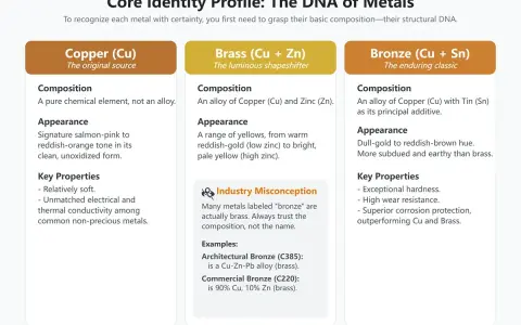 Comment reconnaître un bronze de valeur : alliage de cuivre et d'étain, aspect brun-rougeâtre, dureté exceptionnelle.