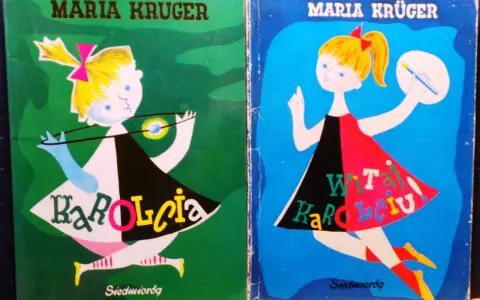 Dwie okładki książek Marii Krüger z Karola. Jedna zielona, druga niebieska. Idealne na audiobooka!