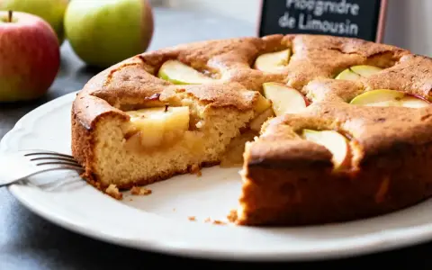 Une flognarde aux pommes, dorée et moelleuse, garnie de quartiers de pommes fondantes. Un délice simple et réconfortant.