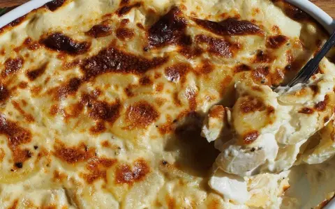 Un gratin dauphinois onctueux et doré, prêt à être dégusté. Un délice préparé avec le Cookeo.
