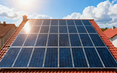 Panele fotowoltaiczne na dachu domu, łapiące promienie słońca. Ich żywotność zapewnia zieloną energię na lata.
