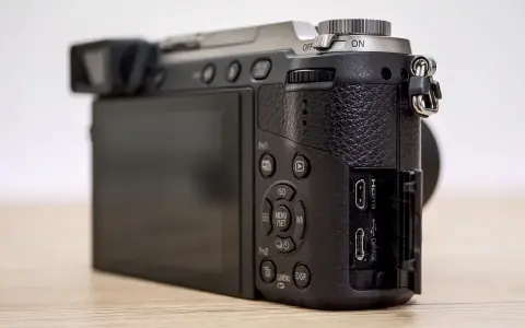 Dettaglio posteriore di una Lumix GX80 usata, con schermo LCD, pulsanti di controllo e porte USB/HDMI.