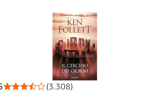 Copertina del ken follett ultimo libro, "Il cerchio dei giorni", con Stonehenge avvolto nella nebbia.