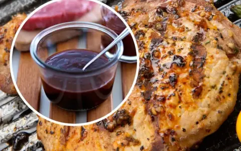 Soczysty schab na grilla, polany aromatycznym sosem BBQ. Idealny na letnie wieczory.
