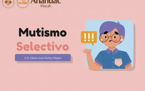 Ilustración de un niño con mutismo selectivo y autismo, con un bocadillo de diálogo que muestra signos de exclamación.