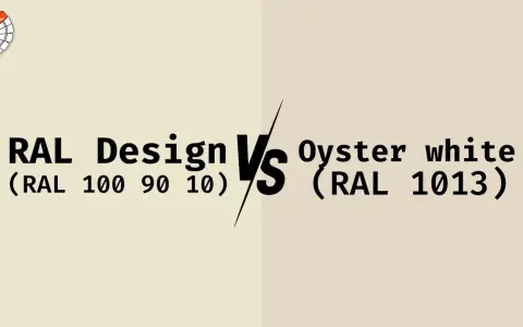 Porównanie kolorów: RAL Design (RAL 100 90 10) kontra Oyster white (RAL 1013).