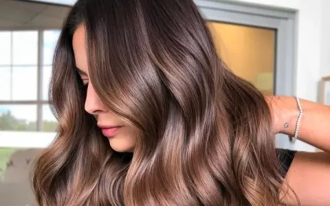 Capelli castani morbidi e luminosi, perfetti per un look estivo. Le onde leggere incorniciano il viso, creando un effetto naturale e chic.