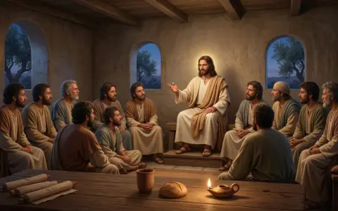 Jesus spricht zu seinen Jüngern, wie in Johannes 14, 27 beschrieben: "Frieden lasse ich euch, meinen Frieden gebe ich euch.