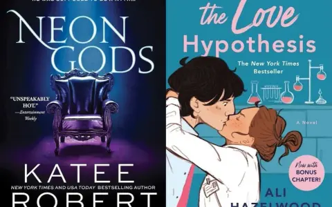 Copertine di libri "Neon Gods" e "The Love Hypothesis", perfetti per chi ama i libri spicy.
