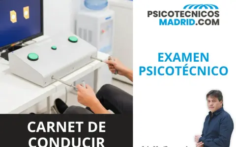 Persona realizando examen psicotécnico para obtener el carnet de conducir.