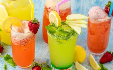 Färgglada drinkar med frukt och is. Perfekt för ett sommardrink recept.