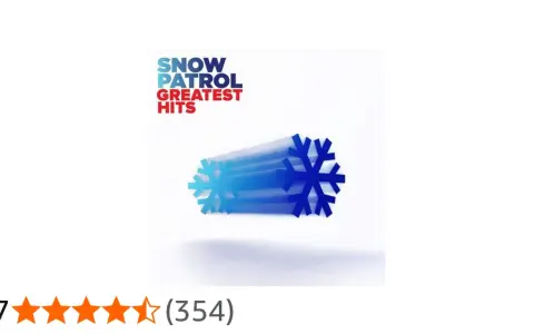 Snow Patrol Greatest Hits Album Cover. Blaue Schneeflocken bewegen sich schnell.
