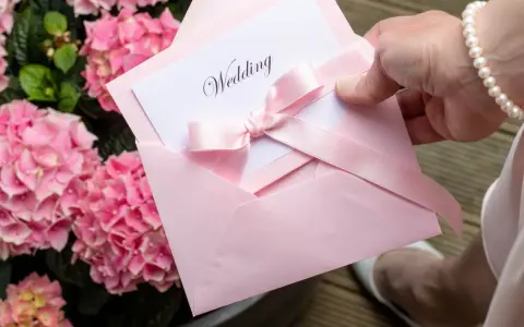 Różowa koperta z zaproszeniem na ślub. Jak grzecznie odmówić zaproszenia przykłady, gdy nie możesz uczestniczyć.