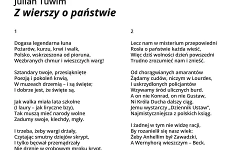 Julian Tuwim, "Z wierszy o państwie". Fragment wiersza, w którym pojawia się elegia o chłopcu polskim interpretacja.