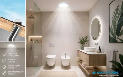 Bagno cieco illuminato da un lucernario, che porta luce naturale per un ambiente più sano e confortevole.