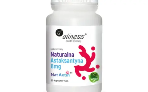 Suplement diety Aliness Naturalna Astaksantyna 8mg, 60 kapsułek VEGE. Dowiedz się, astaksantyna co to za silny antyoksydant.