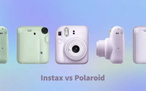 Kilka aparatów Instax w pastelowych kolorach, gotowych do natychmiastowego drukowania zdjęć.
