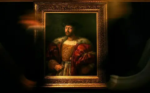 Retrato de un hombre con atuendo lujoso, obra de uno de los **best painters of all time**.