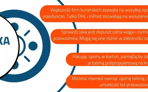Wskazówki dotyczące transportu opon: pakowanie, waga i rozmiar. Większość kurierów akceptuje pojedyncze opony.