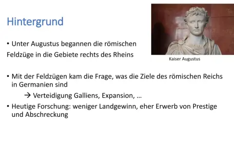 Büste von Kaiser Augustus, unter dem römische Feldzüge begannen. Die Frage, wann war die Schlacht im Teutoburger Wald, wird im Kontext dieser Expansion diskutiert.