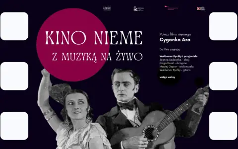 Objazdowe nieme kino "Cyganka Aza" z muzyką na żywo. Waldemar Rychły i przyjaciele akompaniują filmowi.